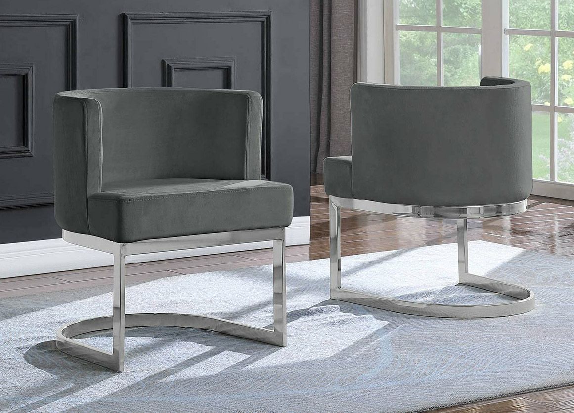 Caffrey Grey Velvet Dining Chair