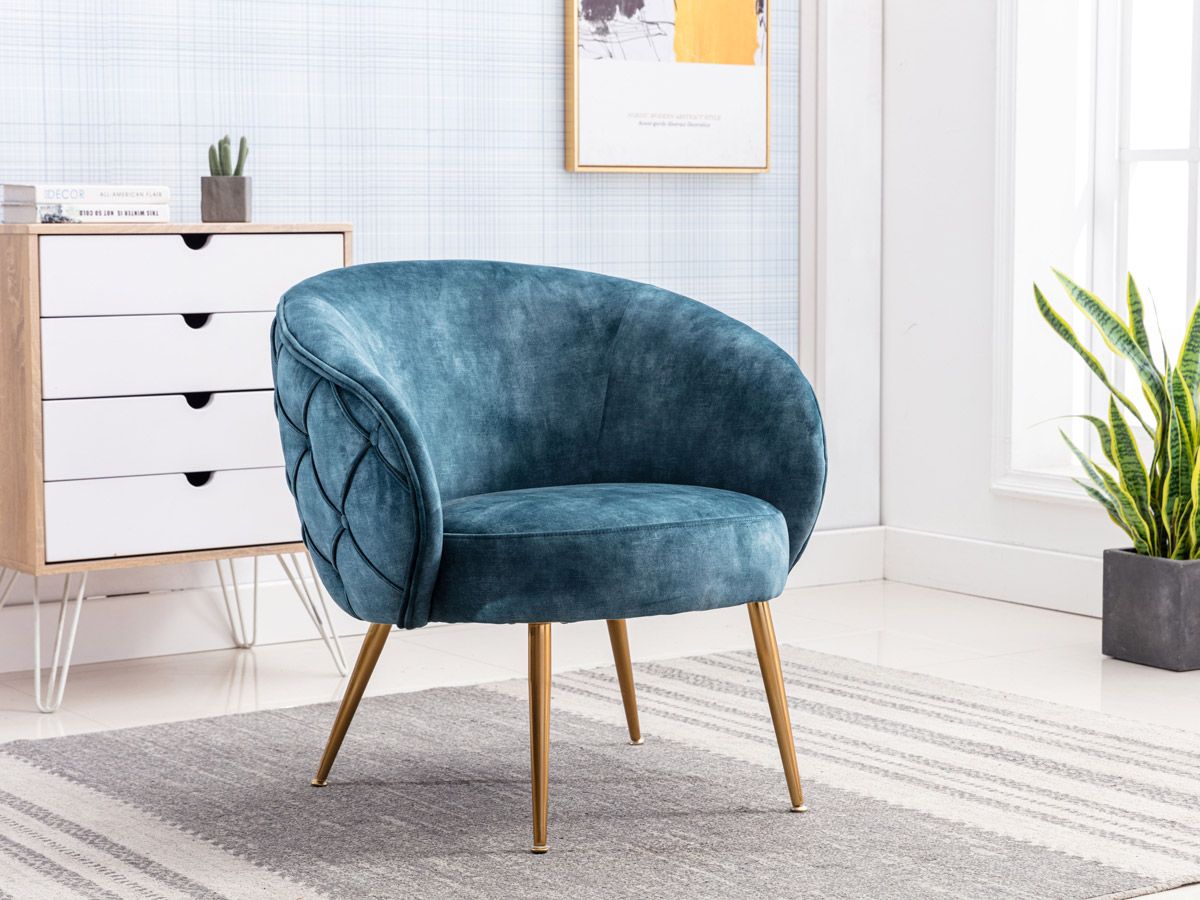 Caldwell Blue Velvet Accent Chair