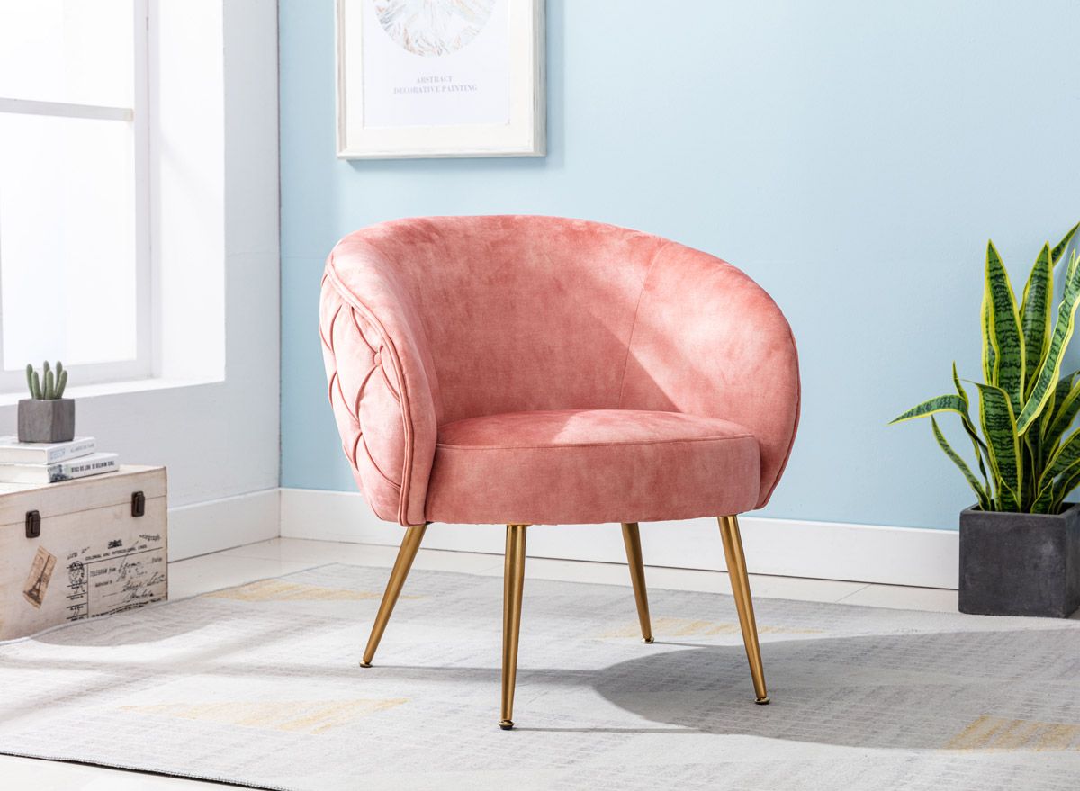 Caldwell Pink Velvet Accent Chair