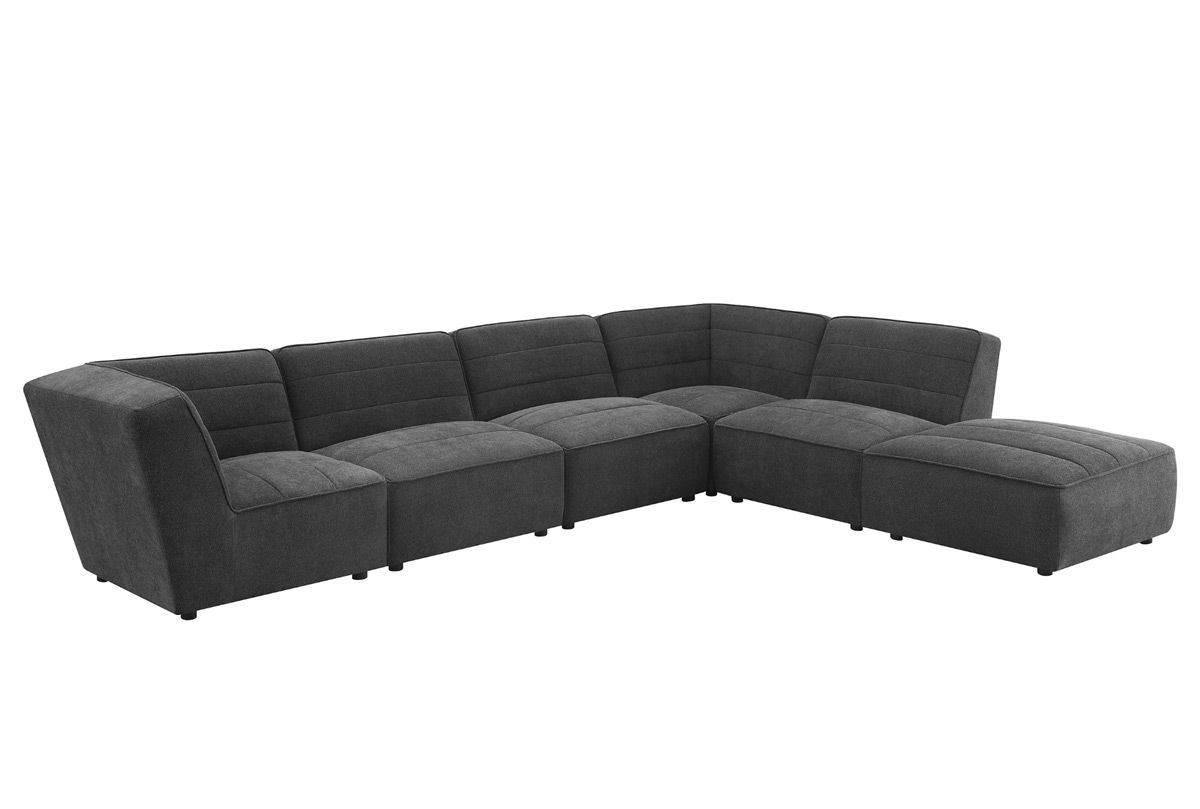 Calipso 6-Piece Charcoal Boucle Modular Sectional