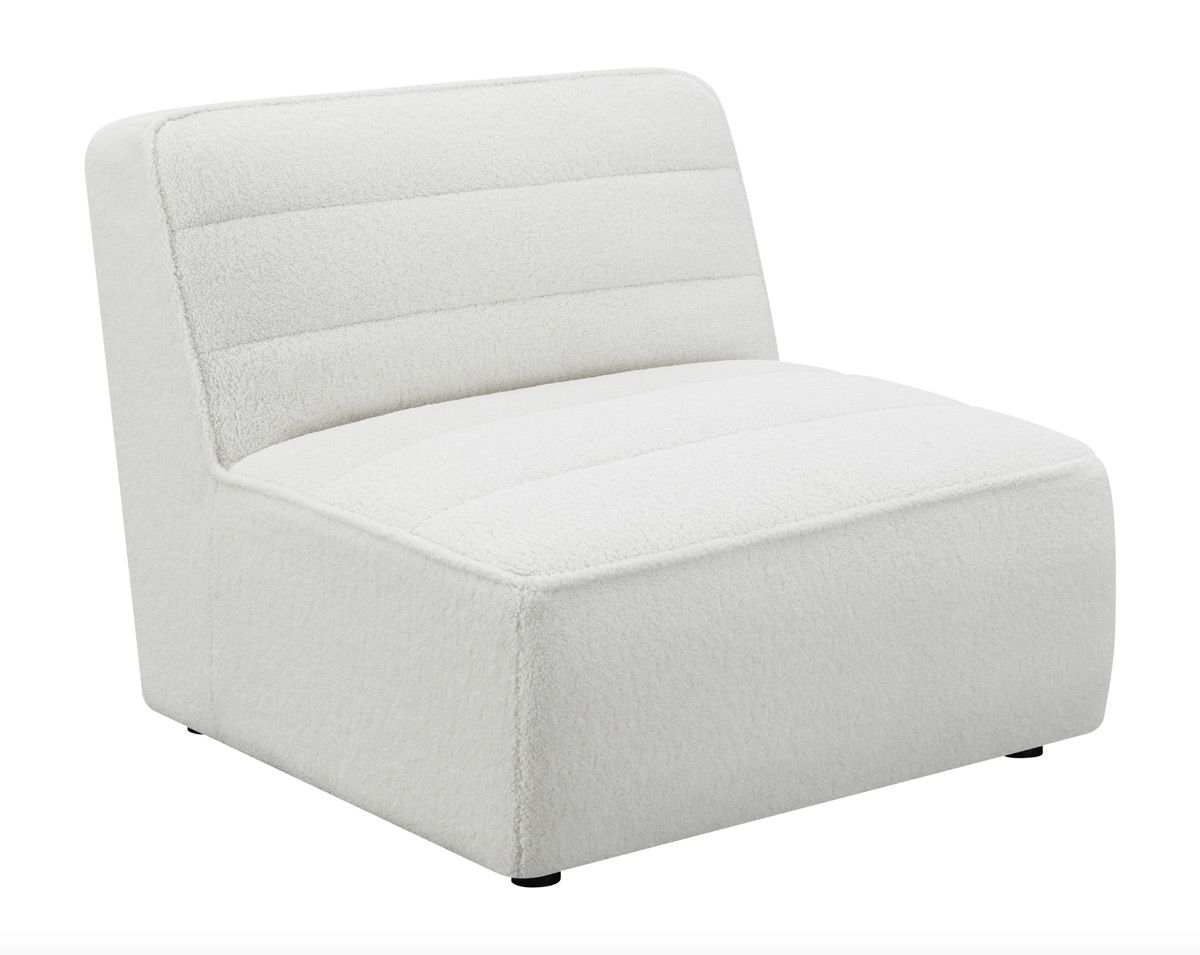 Calipso Ivory Sherpa Modular Armless Chair