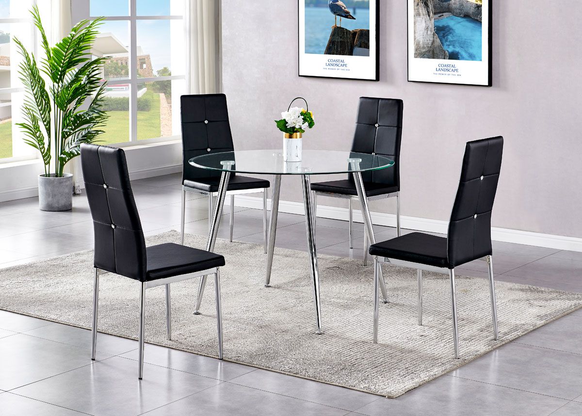 Calvin Round Glass Top Dining Table Set