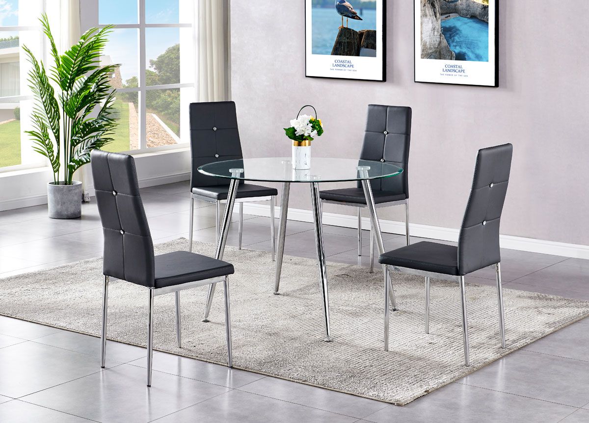 Calvin Dining Table Set With Grey Chairs