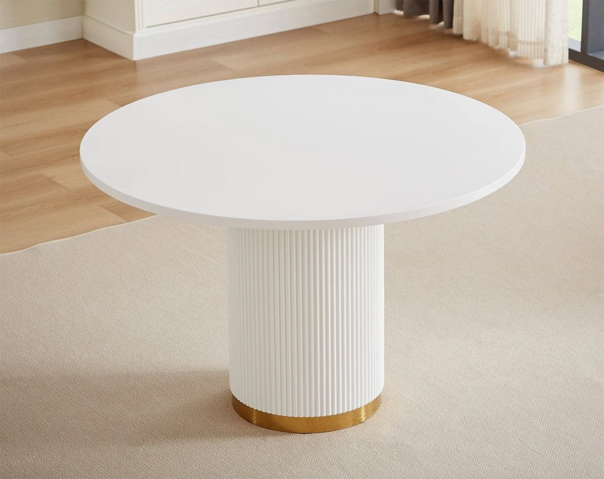 Calvin White Dining Table With Fluted Base