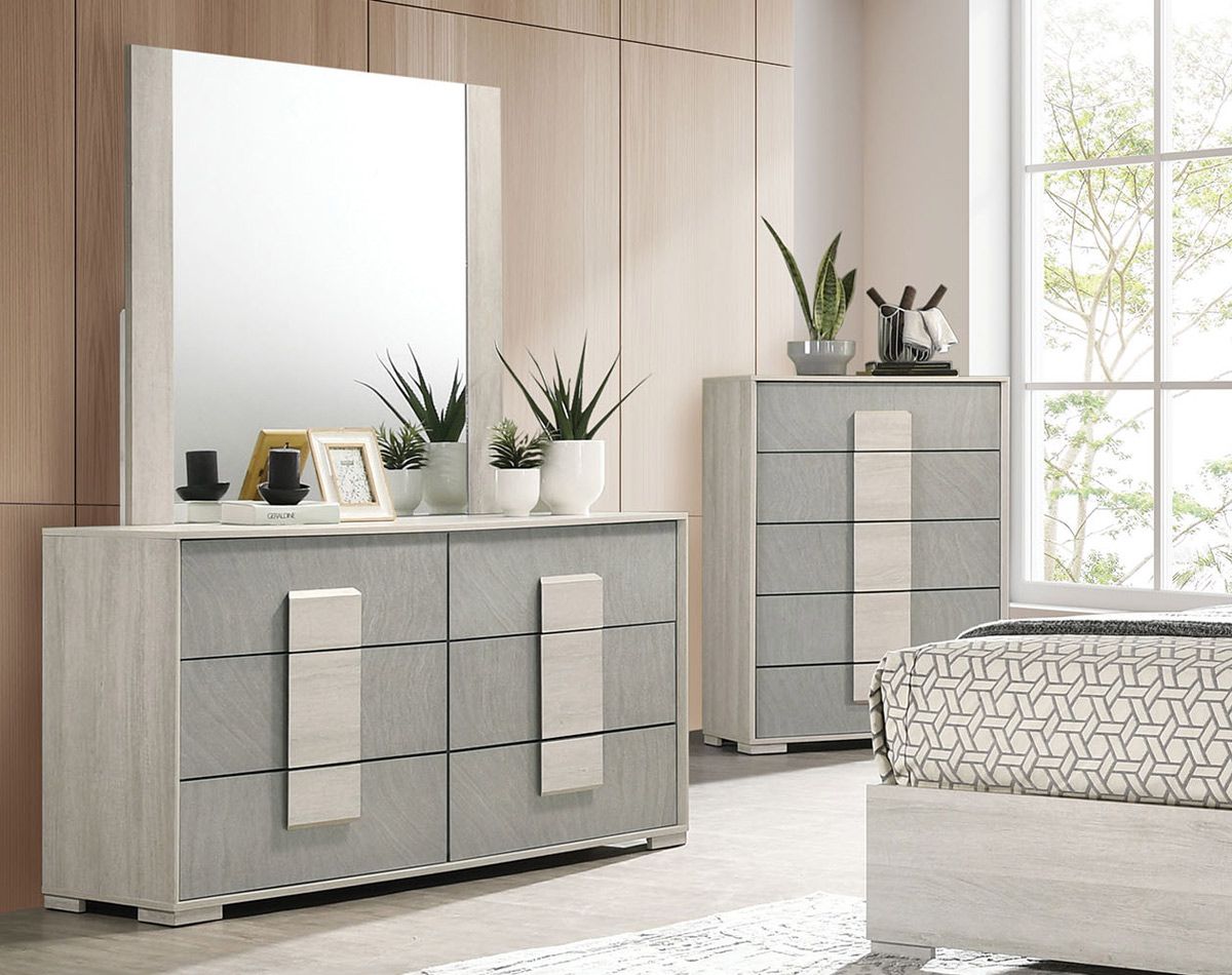 Calvina White Wash Finish Dresser