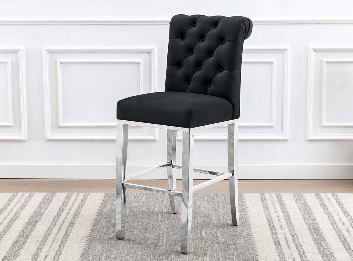 Cambria Black Velvet Counter Height Chairs