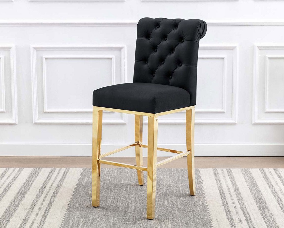 Cambria Black Velvet Counter Height Chairs