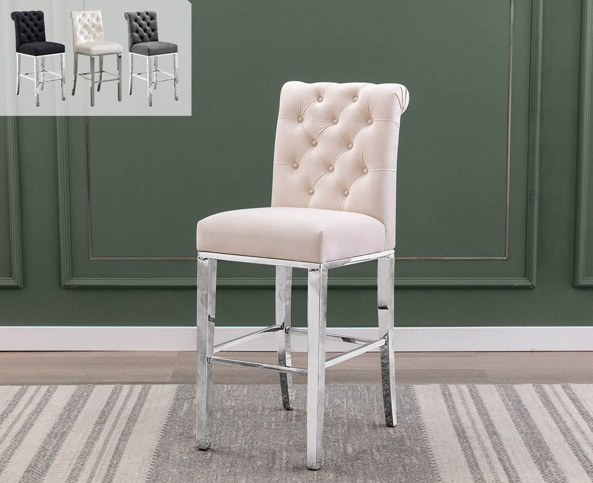 Cambria Cream Velvet Counter Height Chairs