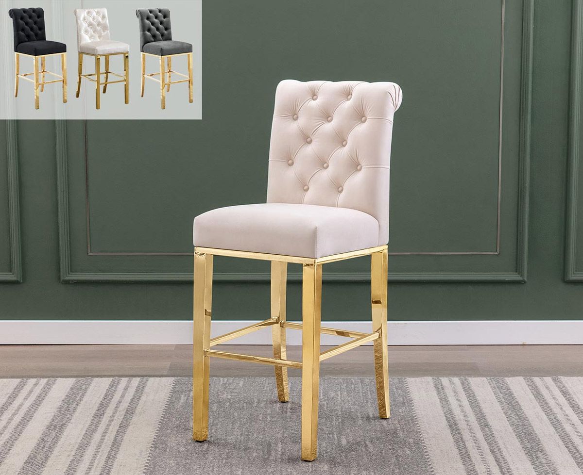 Cambria Cream Velvet Counter Height Chairs