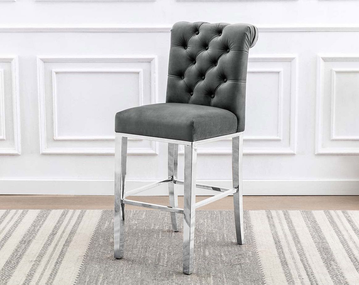 Cambria Grey Velvet Counter Height Chairs