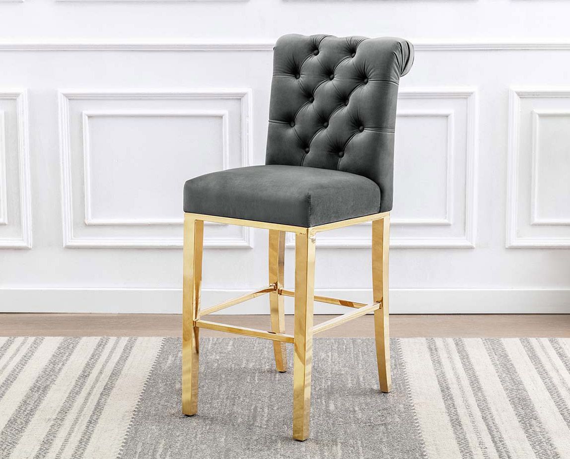 Cambria Grey Velvet Counter Height Chairs