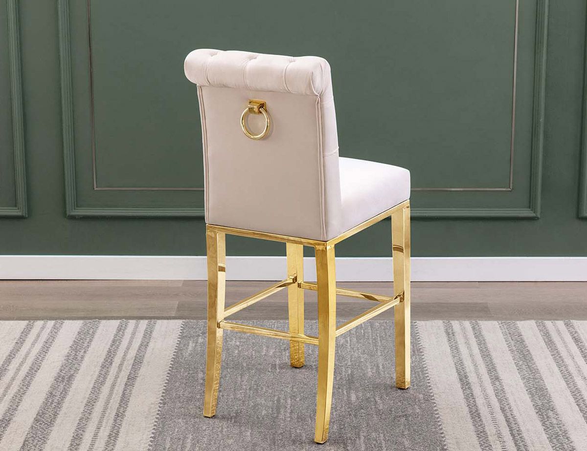 Cambria Cream Velvet Counter Height Chair Back