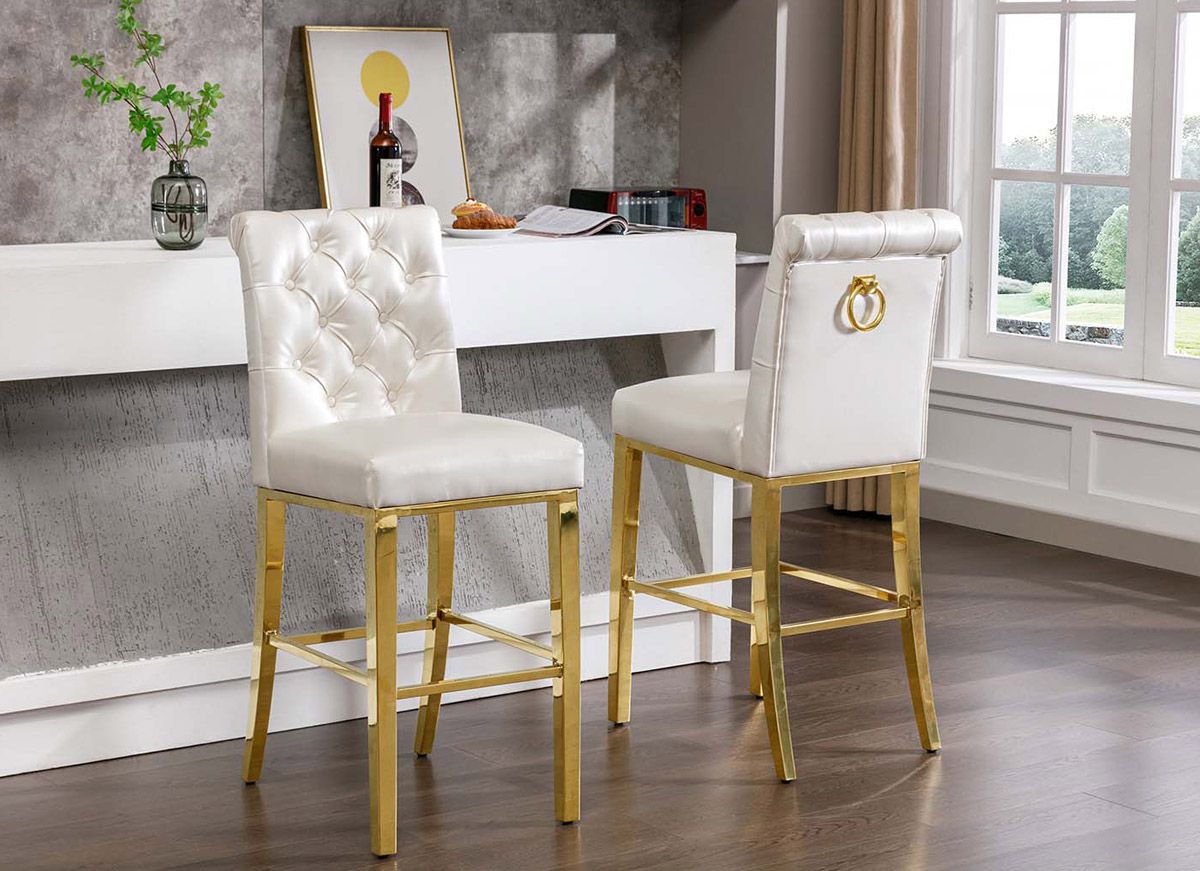 Cambria White Leatherette Counter Height Chairs