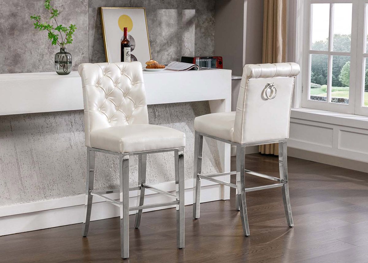 Cambria White Leatherette Counter Height Chairs