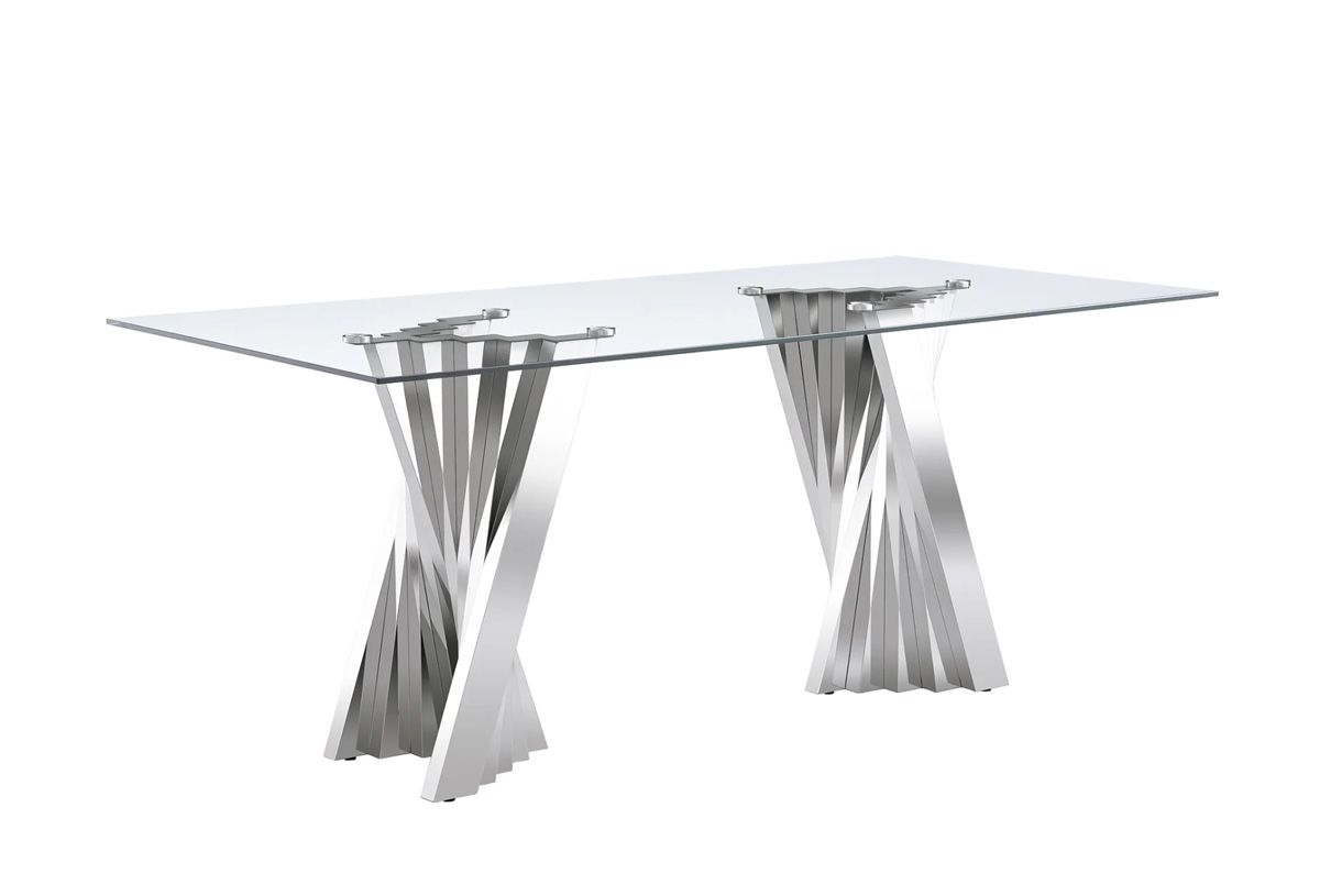 Camron Glass Top Chrome Dining Table