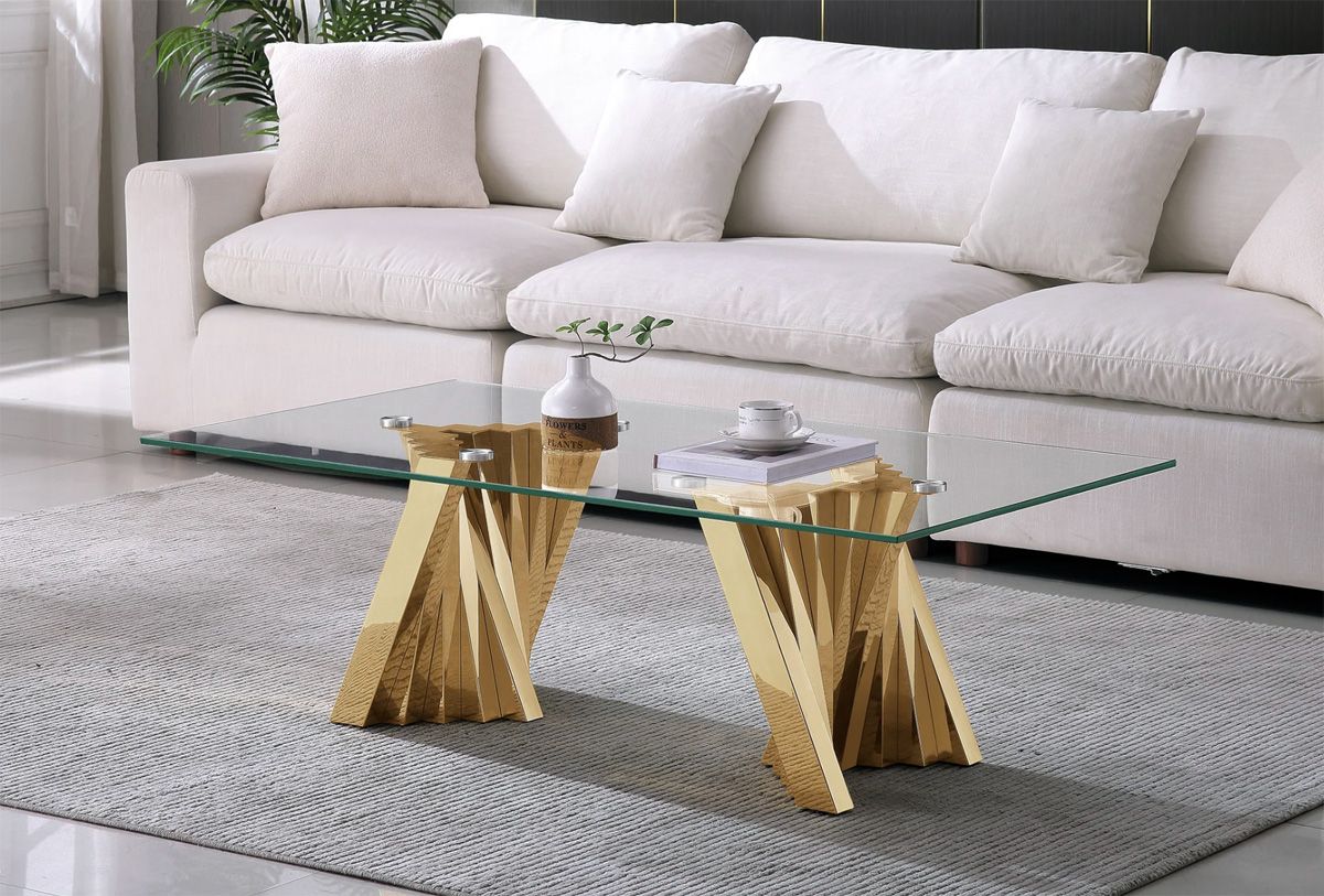 Camron Gold Finish Base Coffee Table