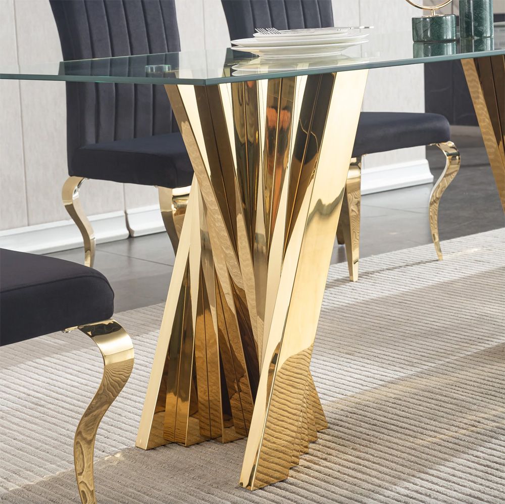 Camron Glass Top Gold Dining Table Base