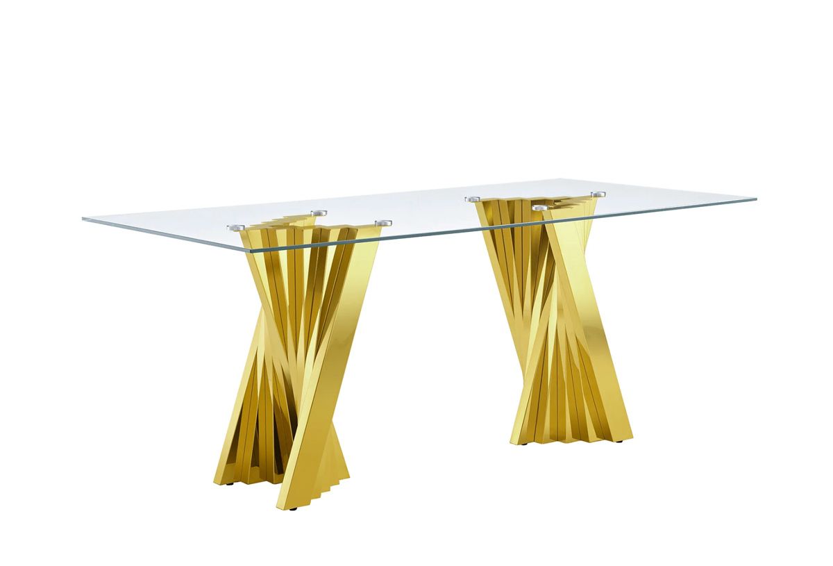 Camron Glass Top Gold Dining Table