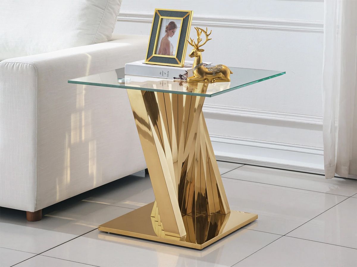 Camron Gold Finish Base End Table