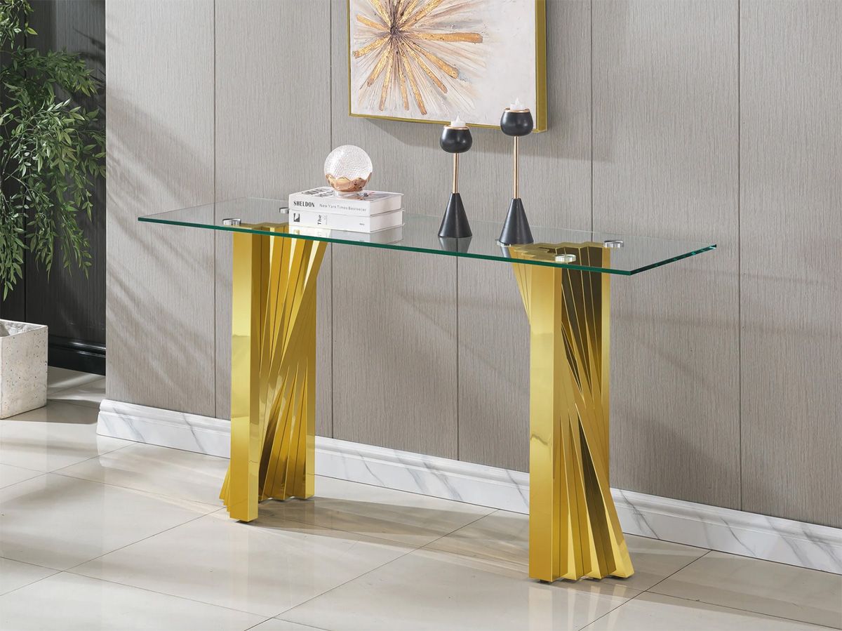 Camron Gold Finish Base Sofa Table