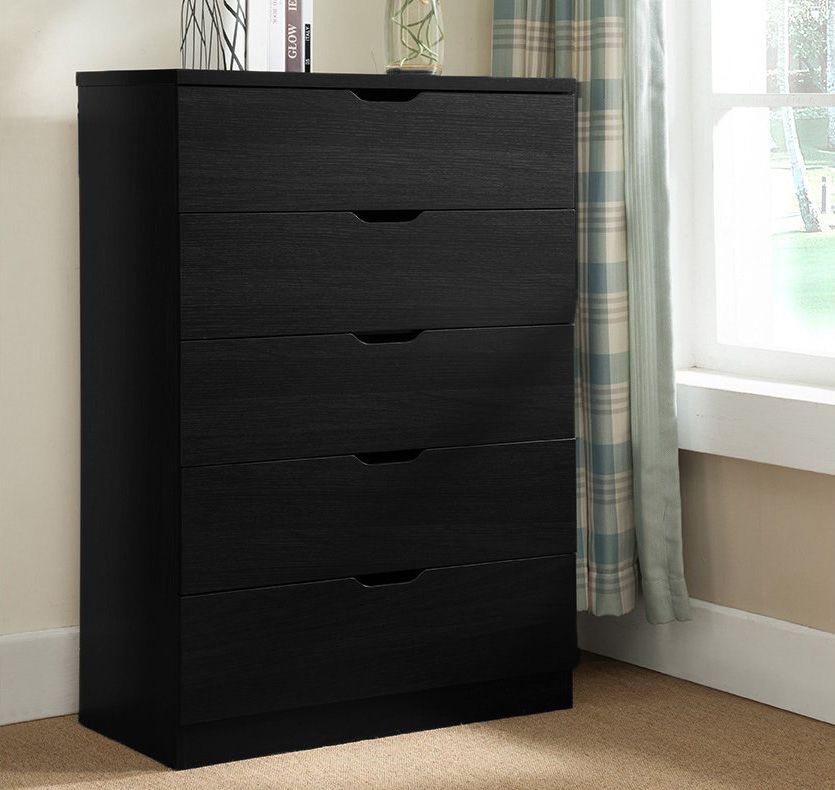 Cargo Black Finish Five Drawer Chest