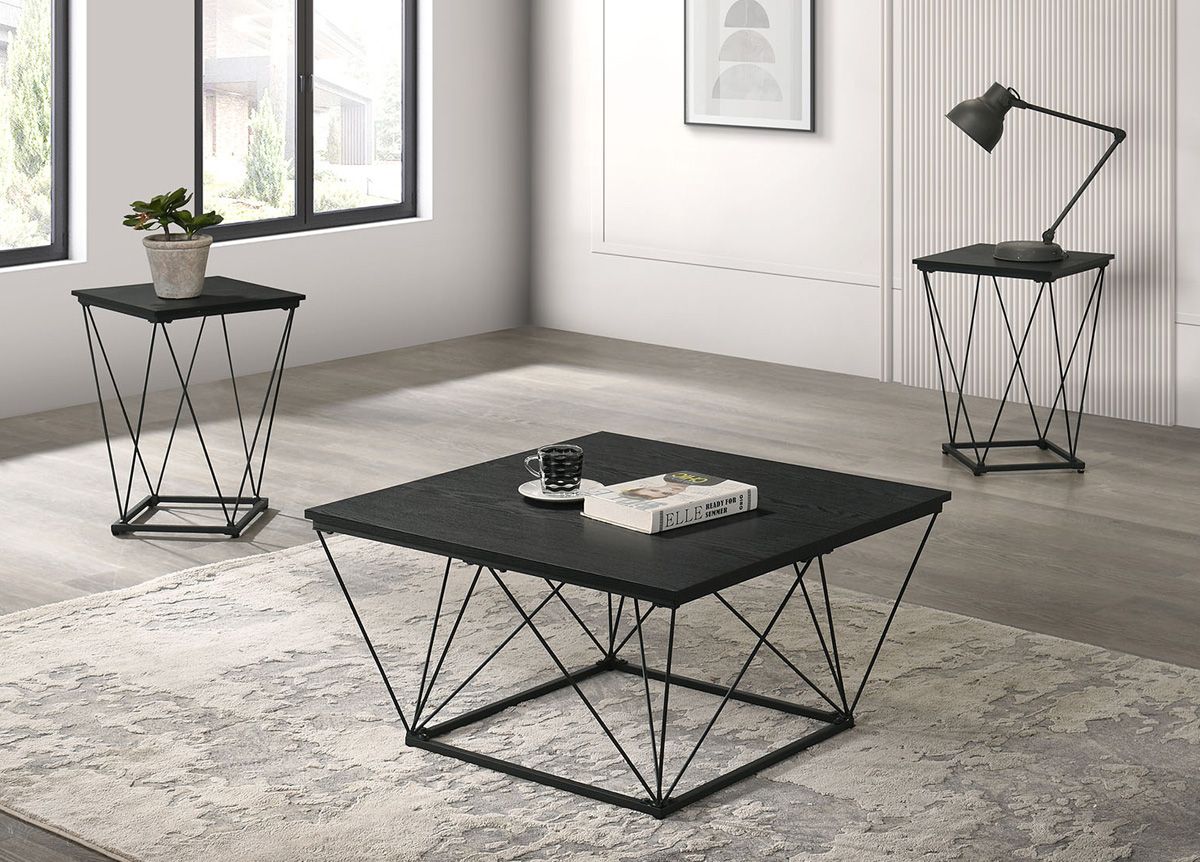 Cascio Black 3-Piece Coffee Table Set