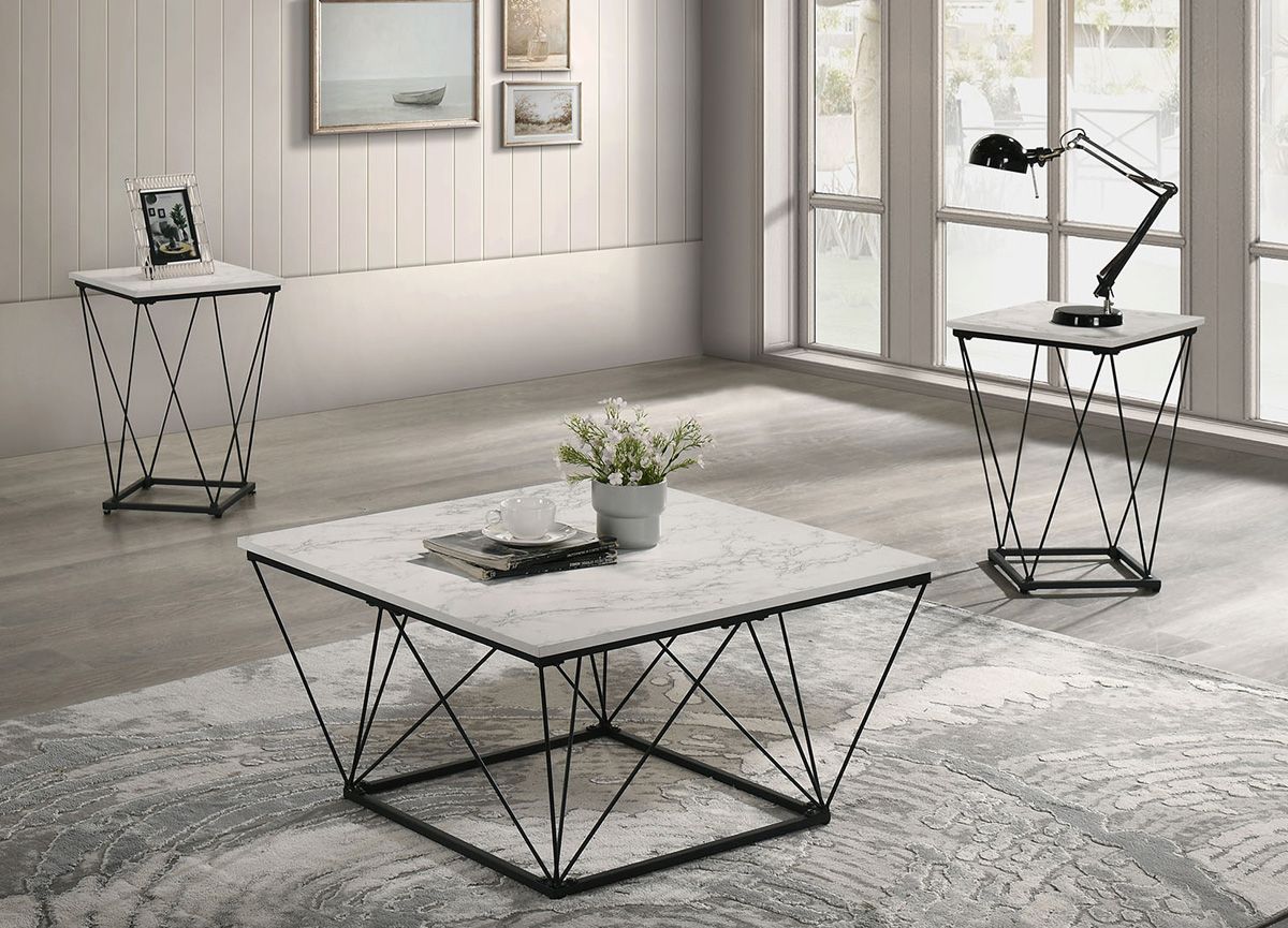 Cascio White 3-Piece Coffee Table Set