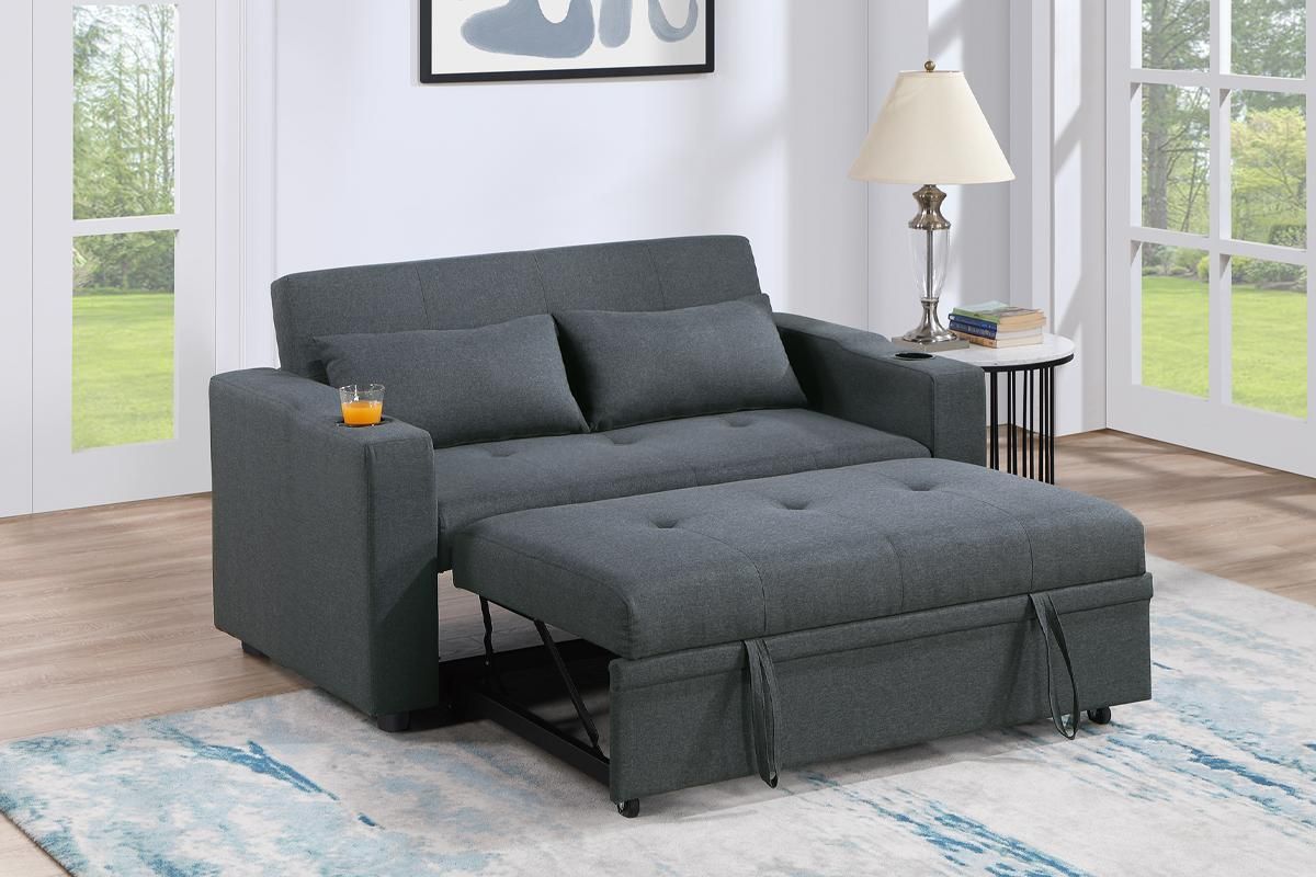 Cassie Charcoal Linen Loveseat