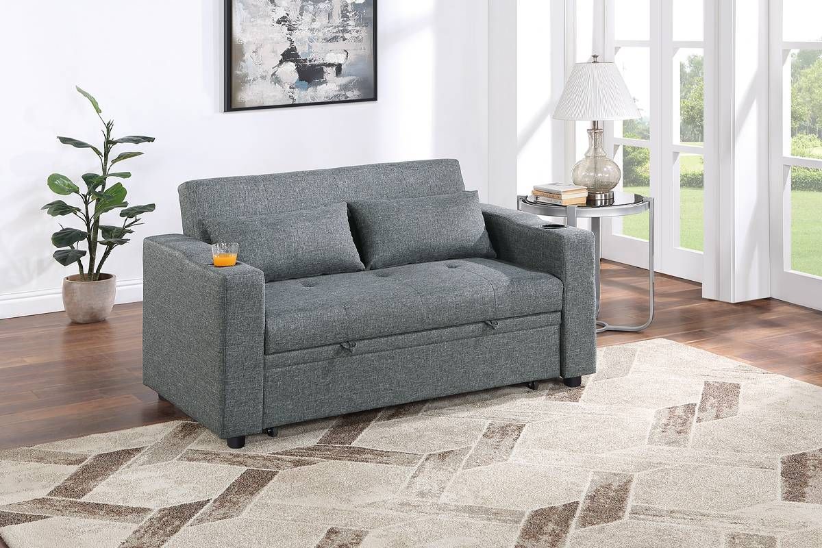 Cassie Grey Linen Loveseat Sleeper