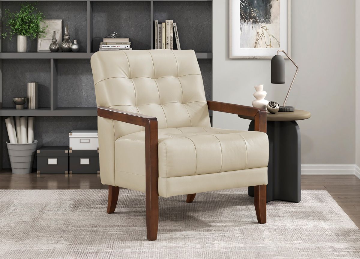 Celona Beige Leather Accent Chair