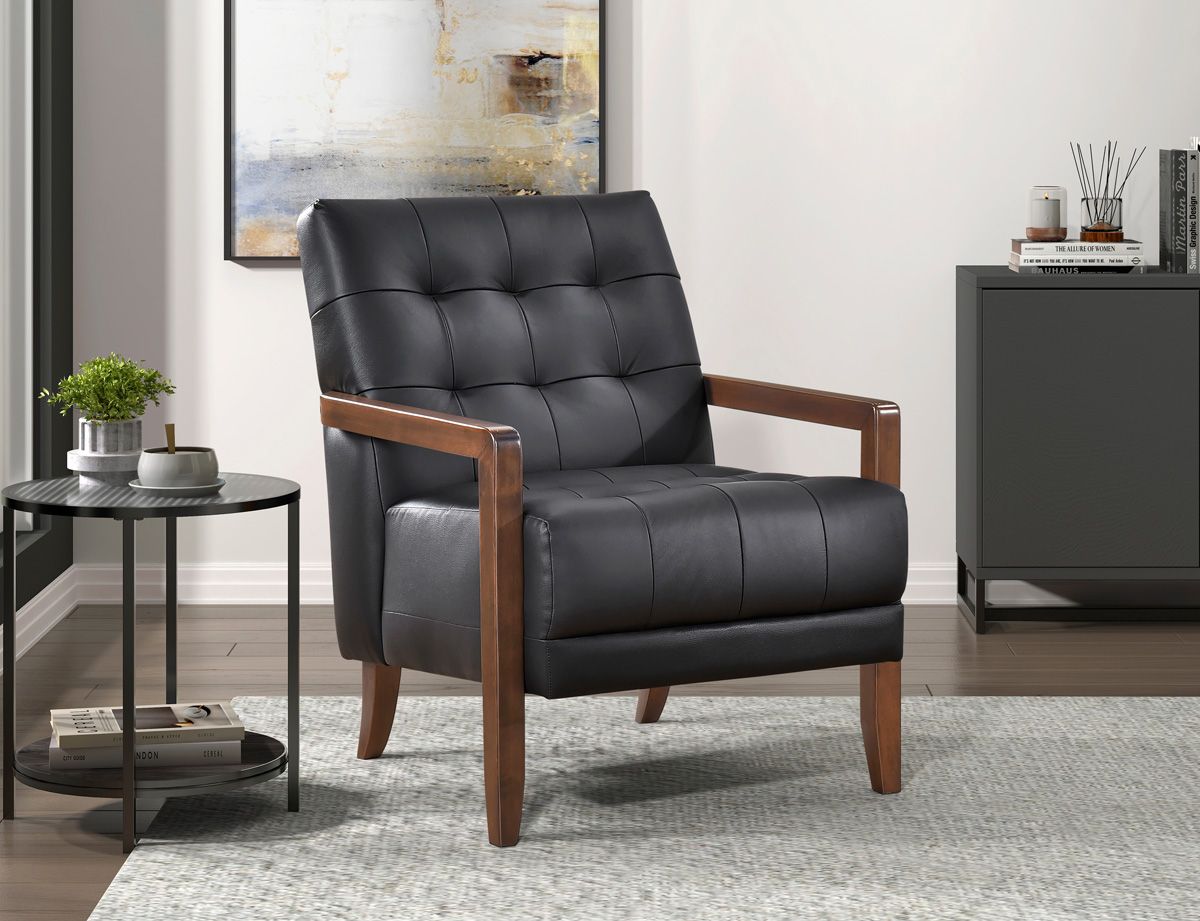 Celona Black Leather Accent Chair