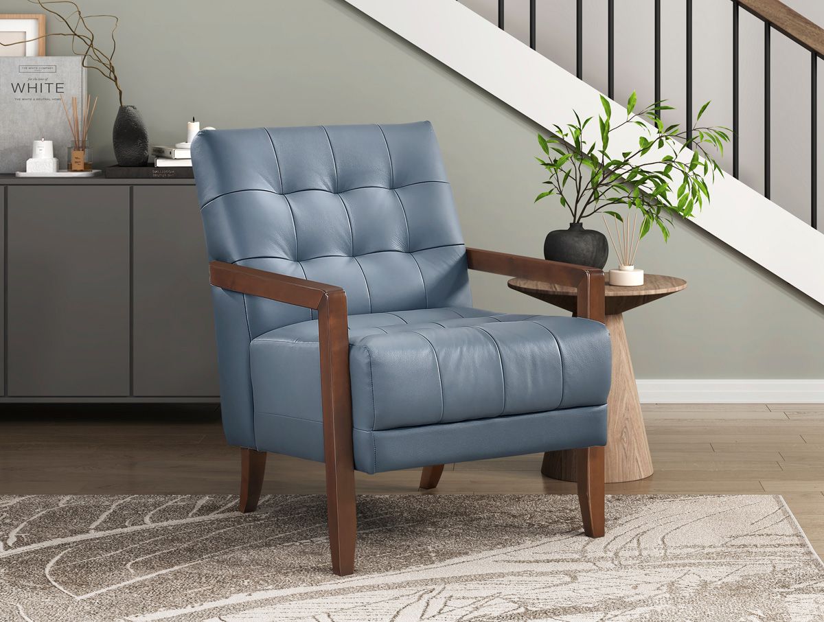 Celona Blue Leather Accent Chair