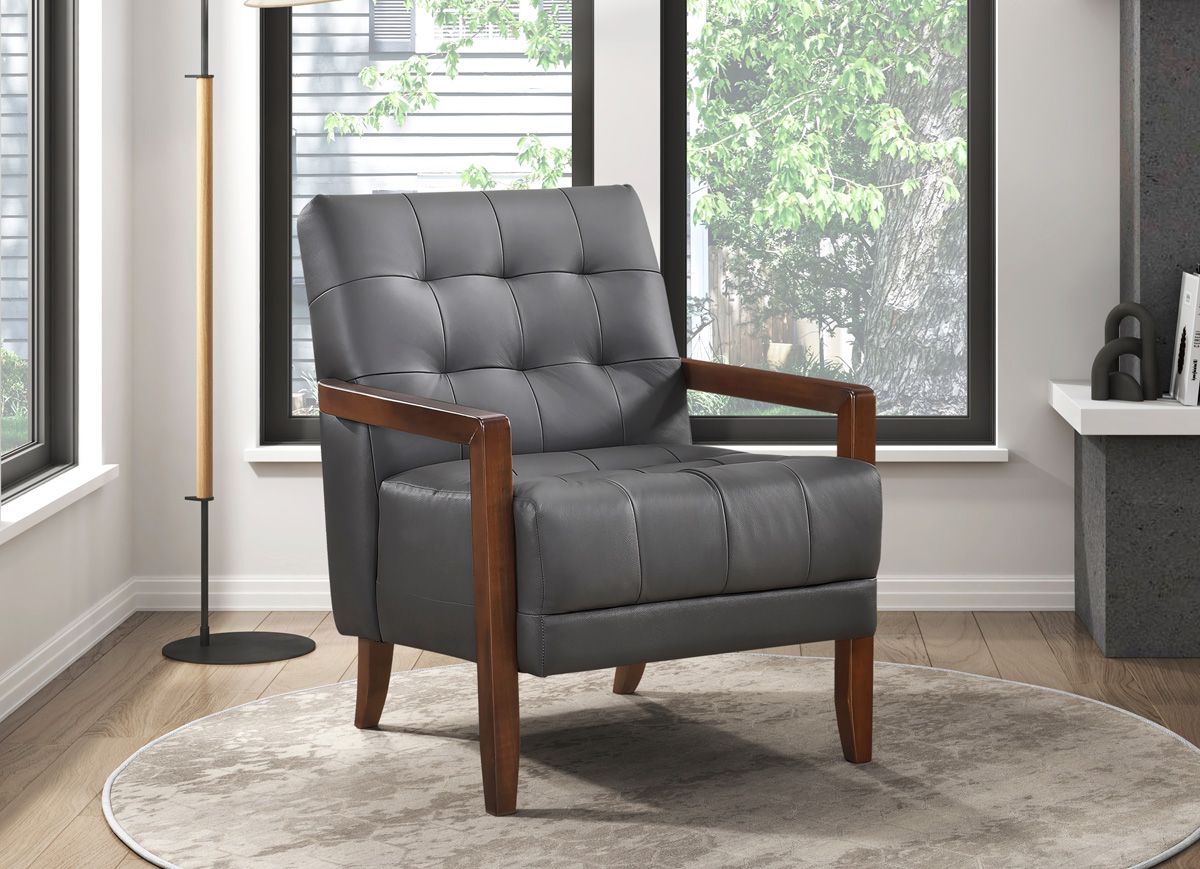 Celona Grey Leather Accent Chair