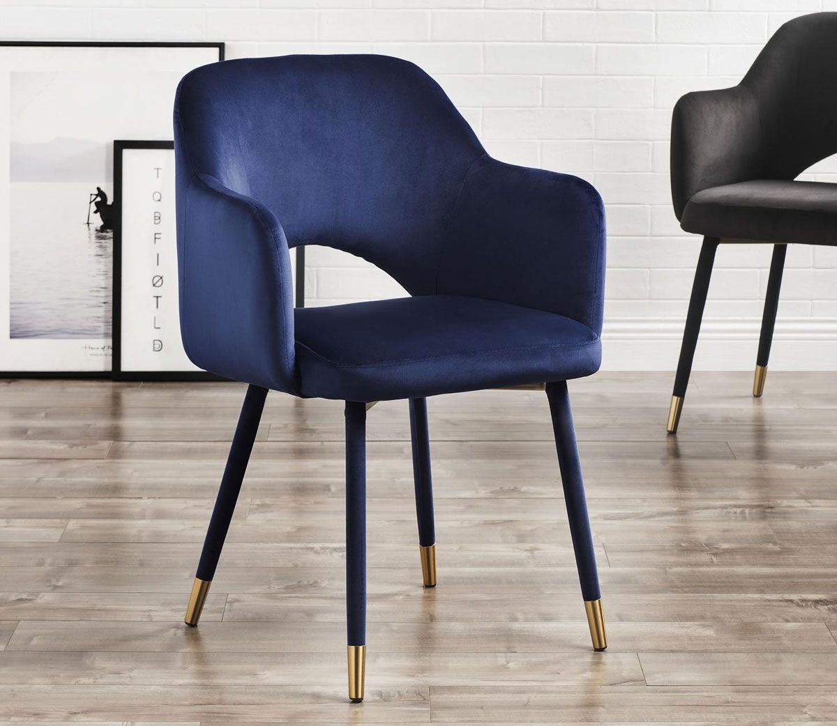 Celona Navy Blue Velvet Accent Chair