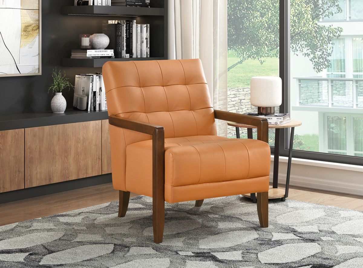 Celona Orange Leather Accent Chair