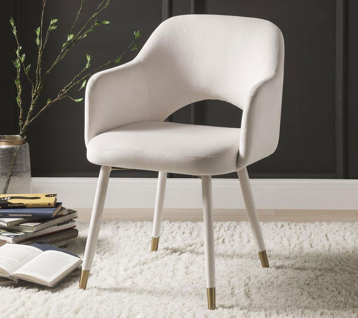 Celona Cream Velvet Accent Chair