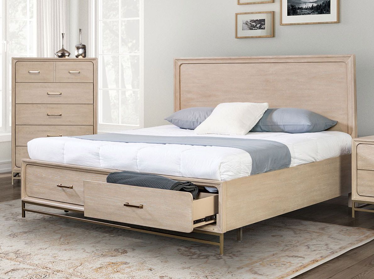 Charlene Light Oak Bed With Drawers