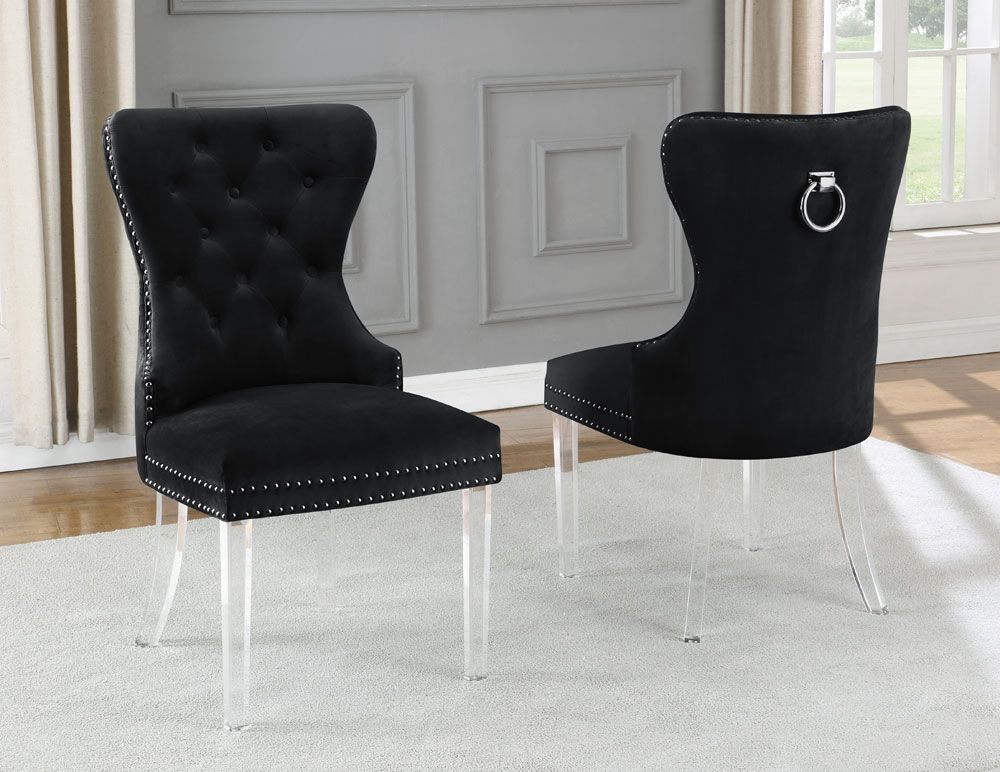 Charlotte Black Velvet Chair Acrylic Legs