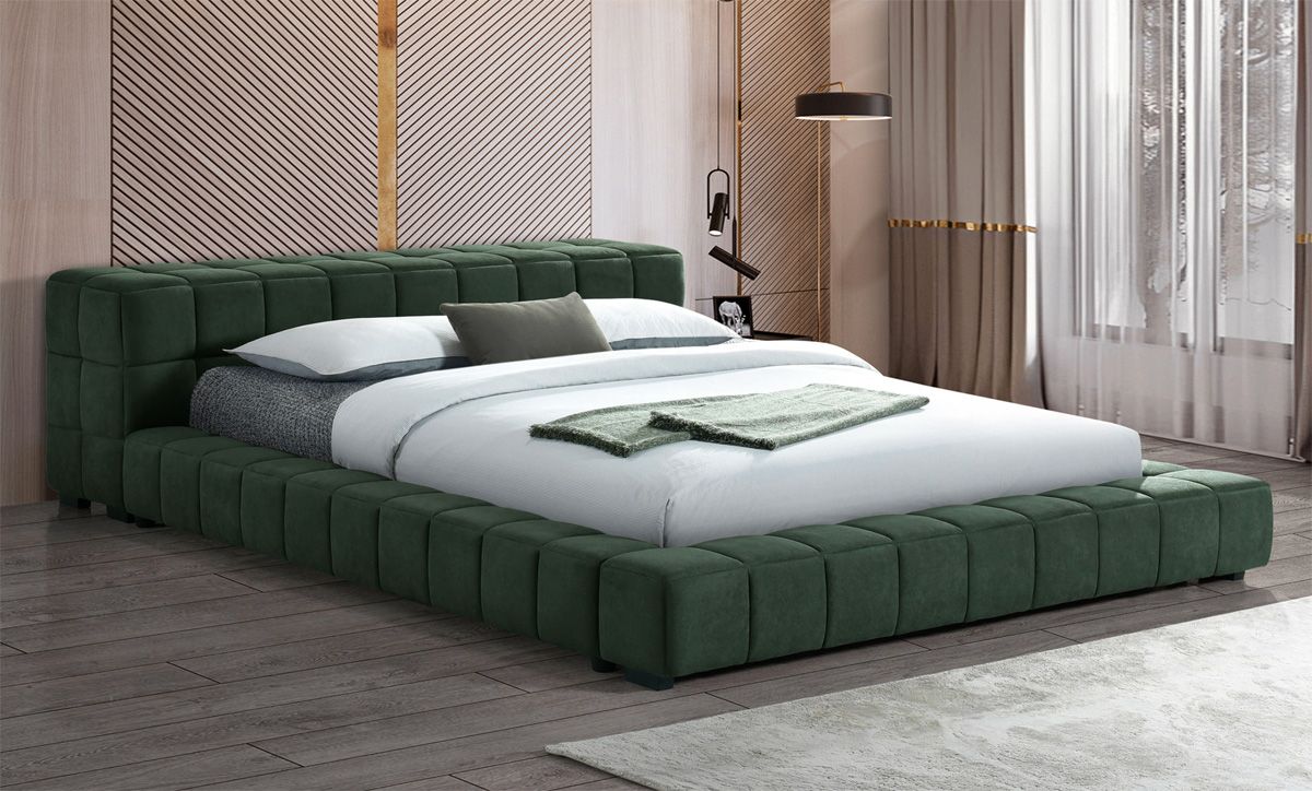 Chesky Low Profile Bed Green Fabric