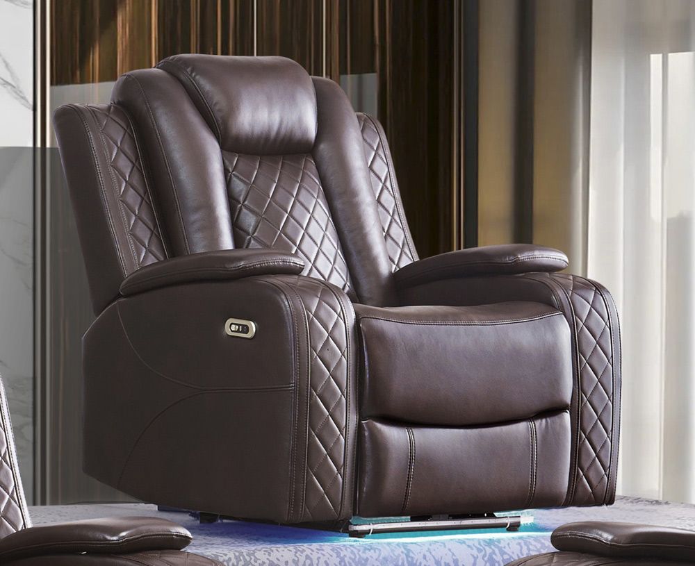 Chiron Power Recliner Chair Brown Leather