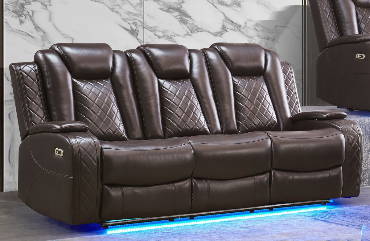 Chiron Power Recliner Sofa Brown Leather