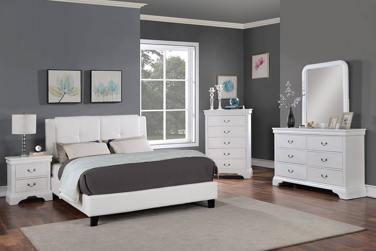 Citron White Leather Platform Bed