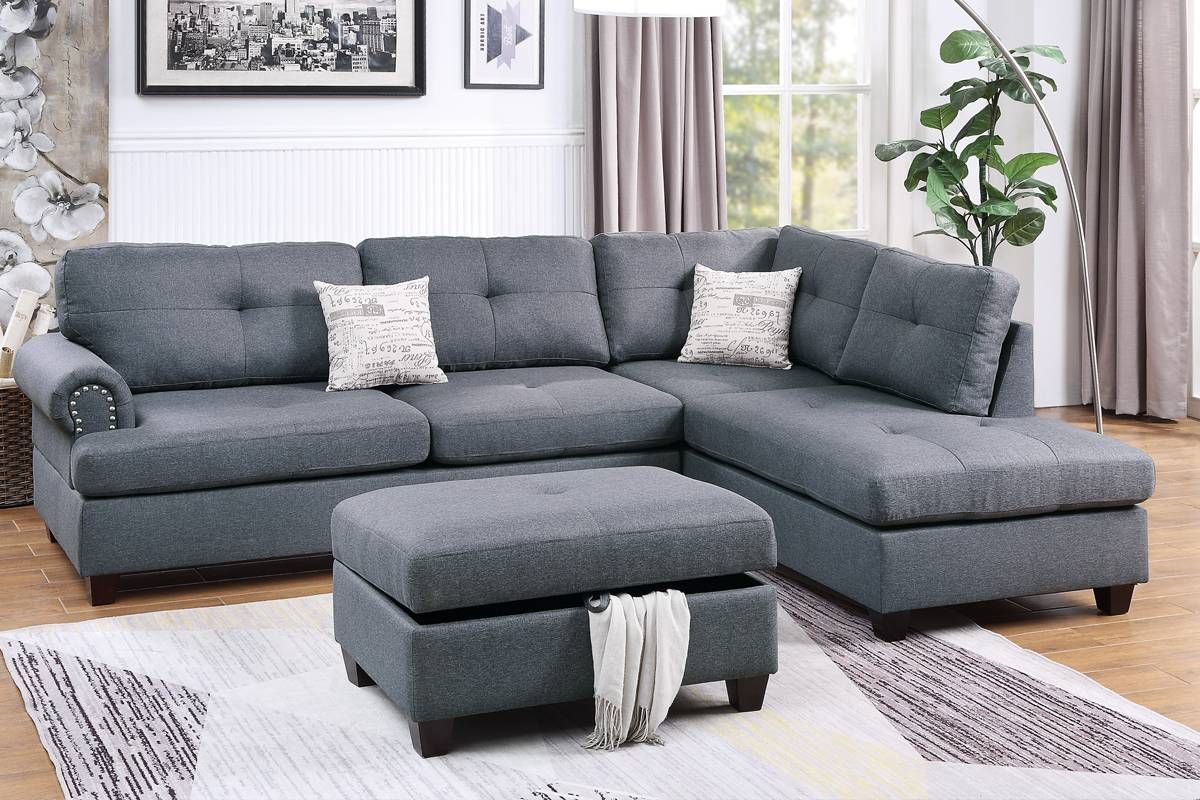 Clover Grey Linen Reversible Sectional