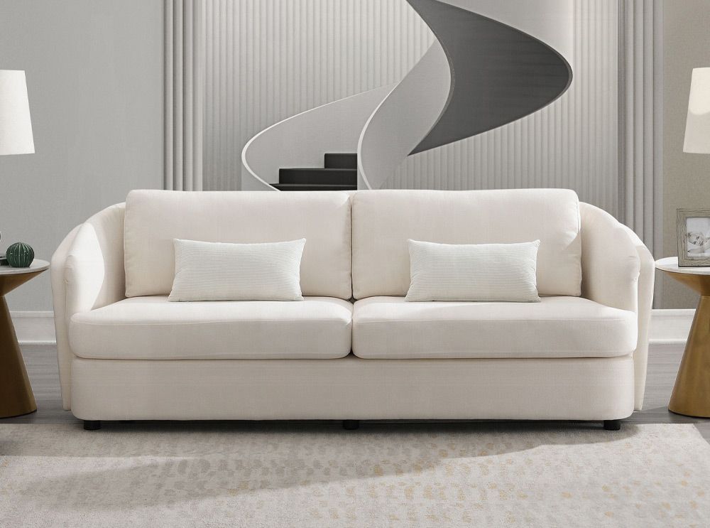 Codwell Beige Linen Modern Sofa