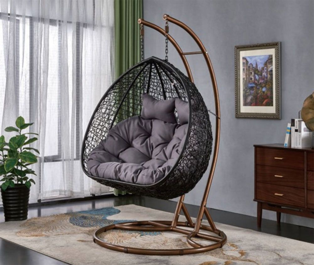 Coleen Hanging Swing Double Chair Grey