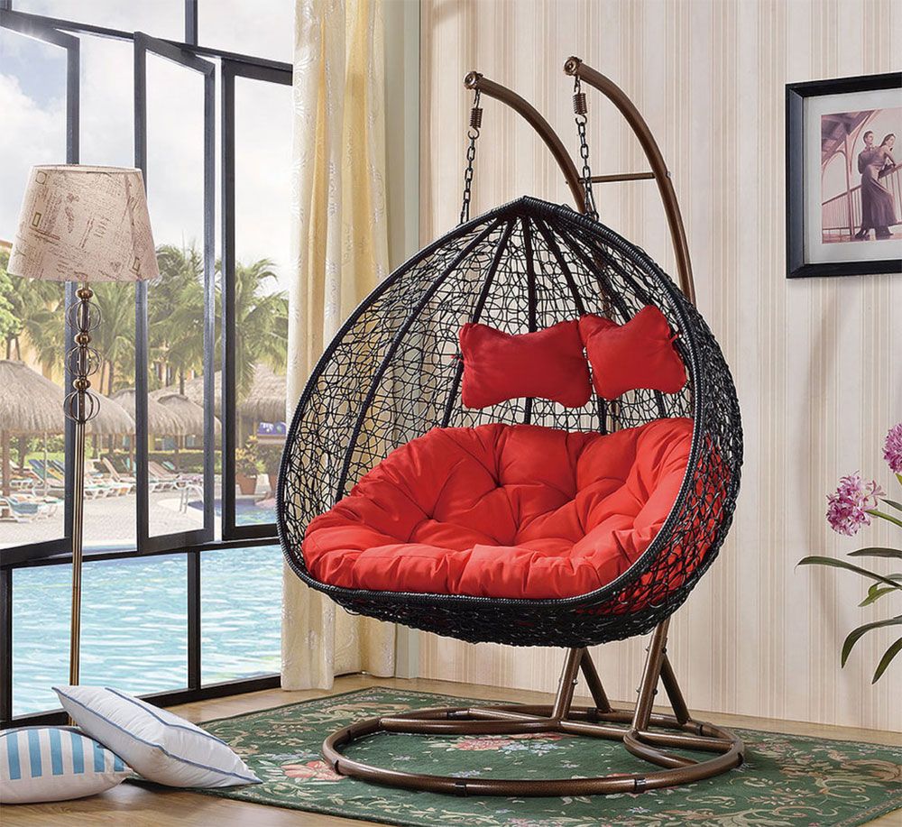 Coleen Hanging Swing Double Chair Red