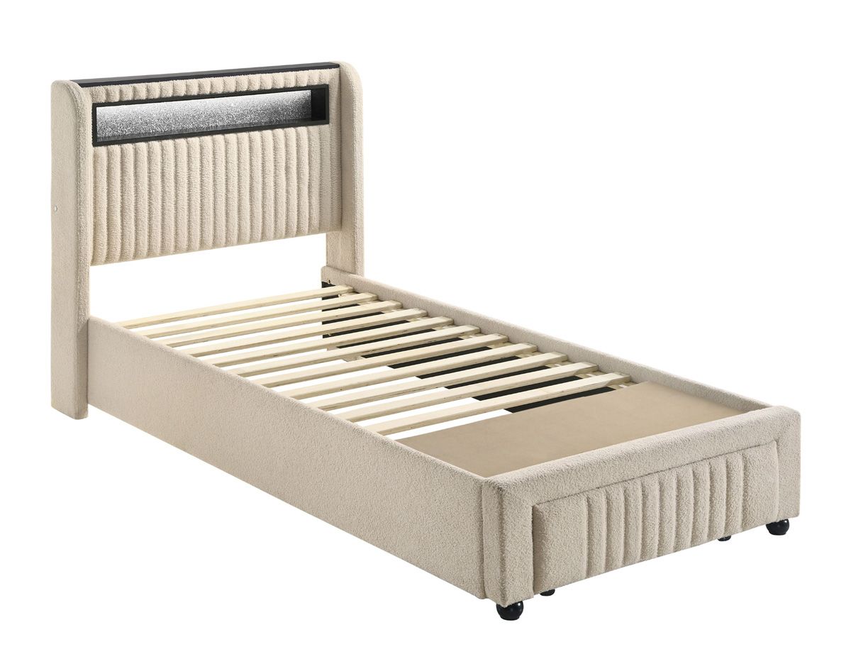 Coliman Beige Boucle Twin Size Bed