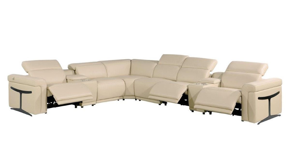 Colson Beige Power Recliner Sectional With Two Consoles