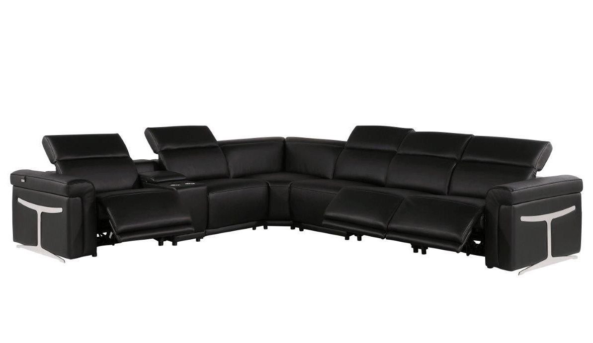 Colson Black Leather 5-Seater Power Sectional