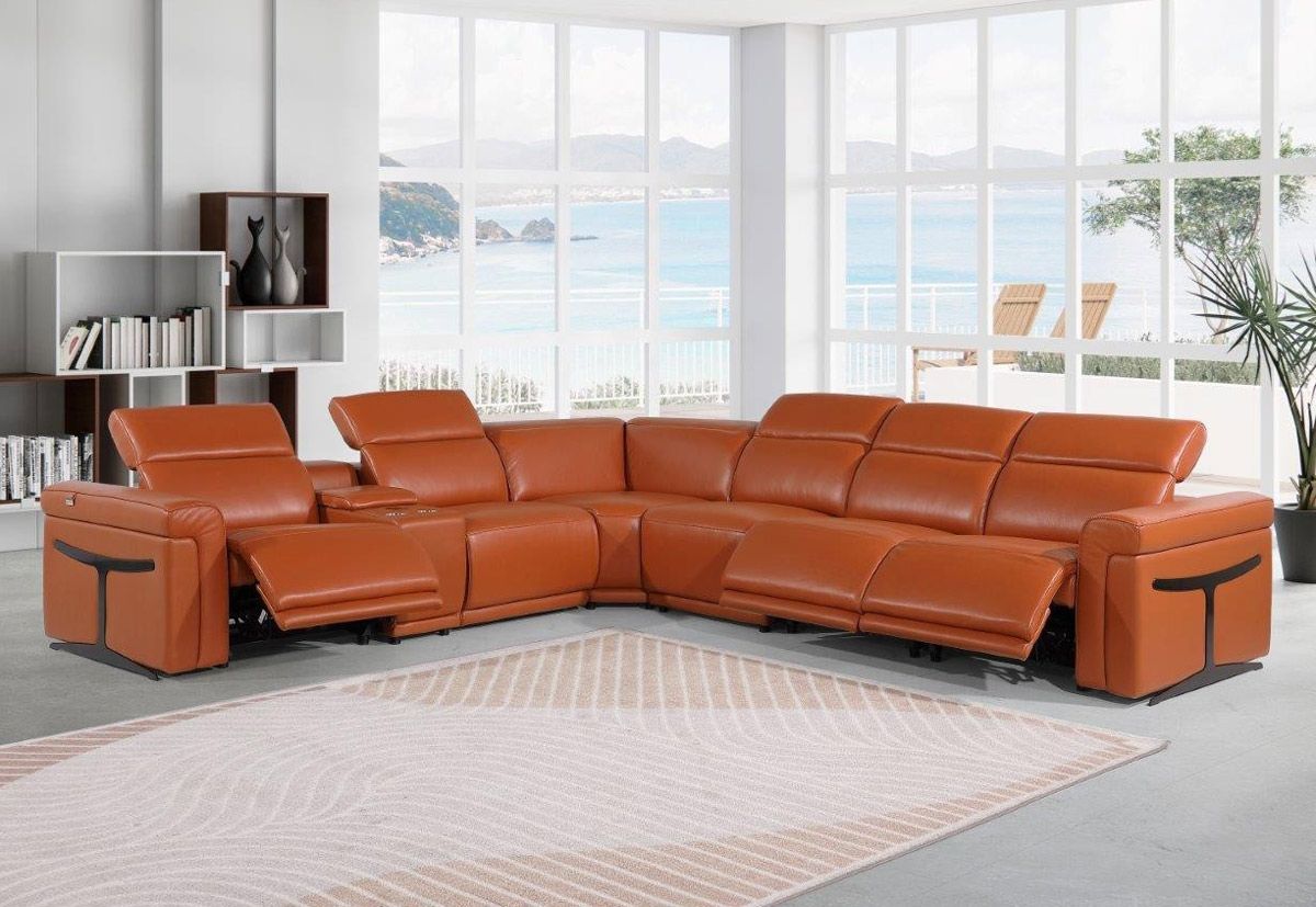 Colson Camel Leather 5-Seater Sectional